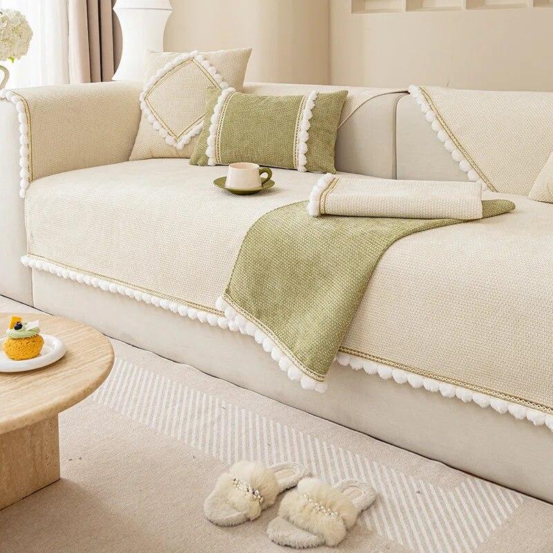 Four Seasons Universal Non-slip Cover Towel Modern Simple Sofa Cover New  Cushion Chenille Sofa Cushion
