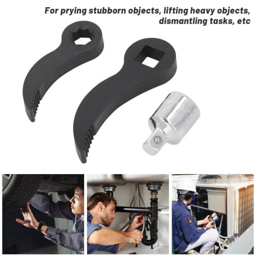 Pry Bar Wrench Adapter Head, Tight Space Pry Bar Adapter Head Tool, Half Shaft Removal Car Repair Tool with Adapter, 1/2" Drive and 3/8" Drive