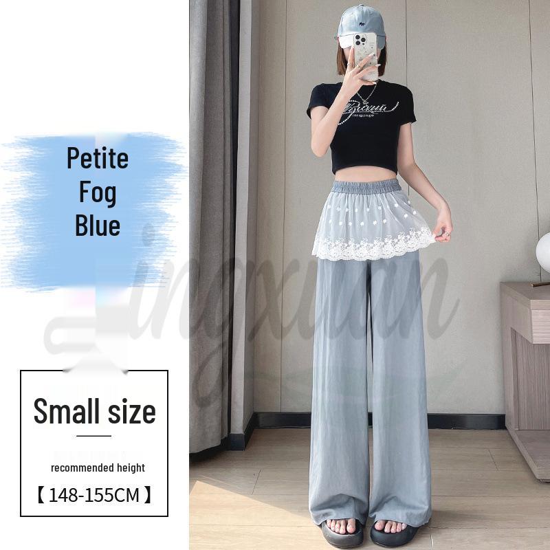 

2026 Summer Women s Tencel Lace Two-Piece Look Wide-Leg Floor-Length Pants Large