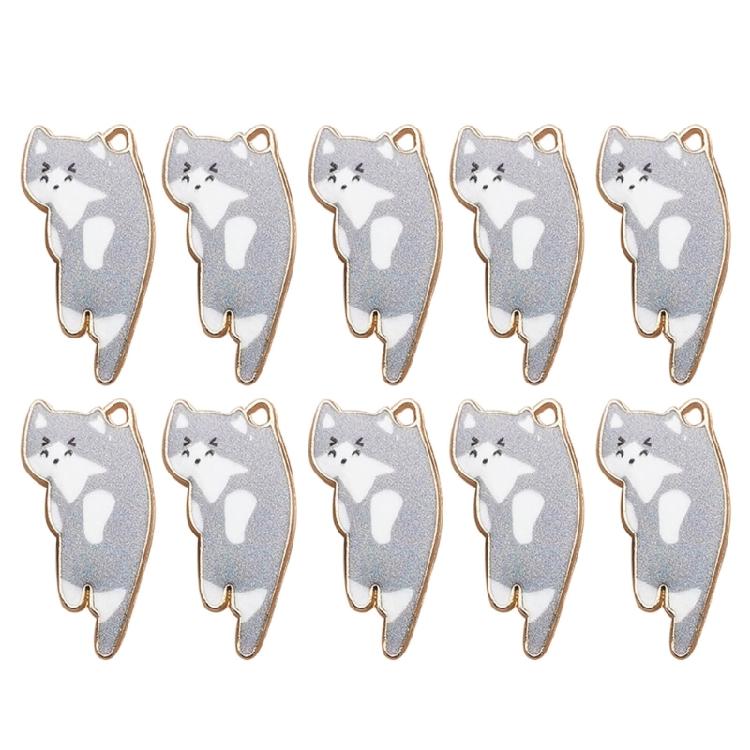 

10Pcs Antique Animals Kitten Tags for DIY Keychain Necklace Jewelry Making сірий колір