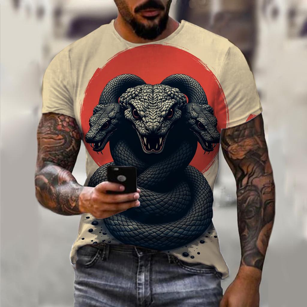 

Мужская повседневная футболка с коротким рукавом с принтом в виде змеи на Новый год, год змеи, с 3D-принтом, удобная дышащая футболка с коротким рукавом в стиле ретро 5XL