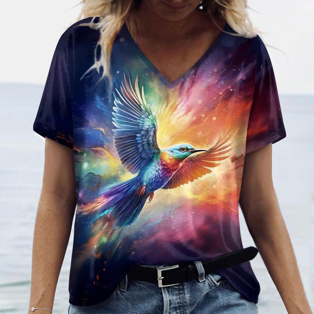 S-8XL Plus Size T-Shirts for Women's T-Shirt Summer V-Neck T Shirt Daily Fashion Short Sleeve Tops Tees Casual Female Clothes