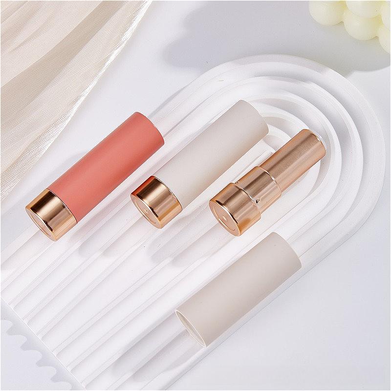 3.5ml Round Gold Base Snap-On Lipstick Tube, Empty Refillable Lip Balm Container, Cosmetic Packaging