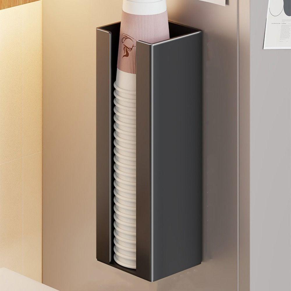 Wall Mounted Magnetic Disposable Cup Holder Large Capacity Paper Cup Organizer  Refrigerator