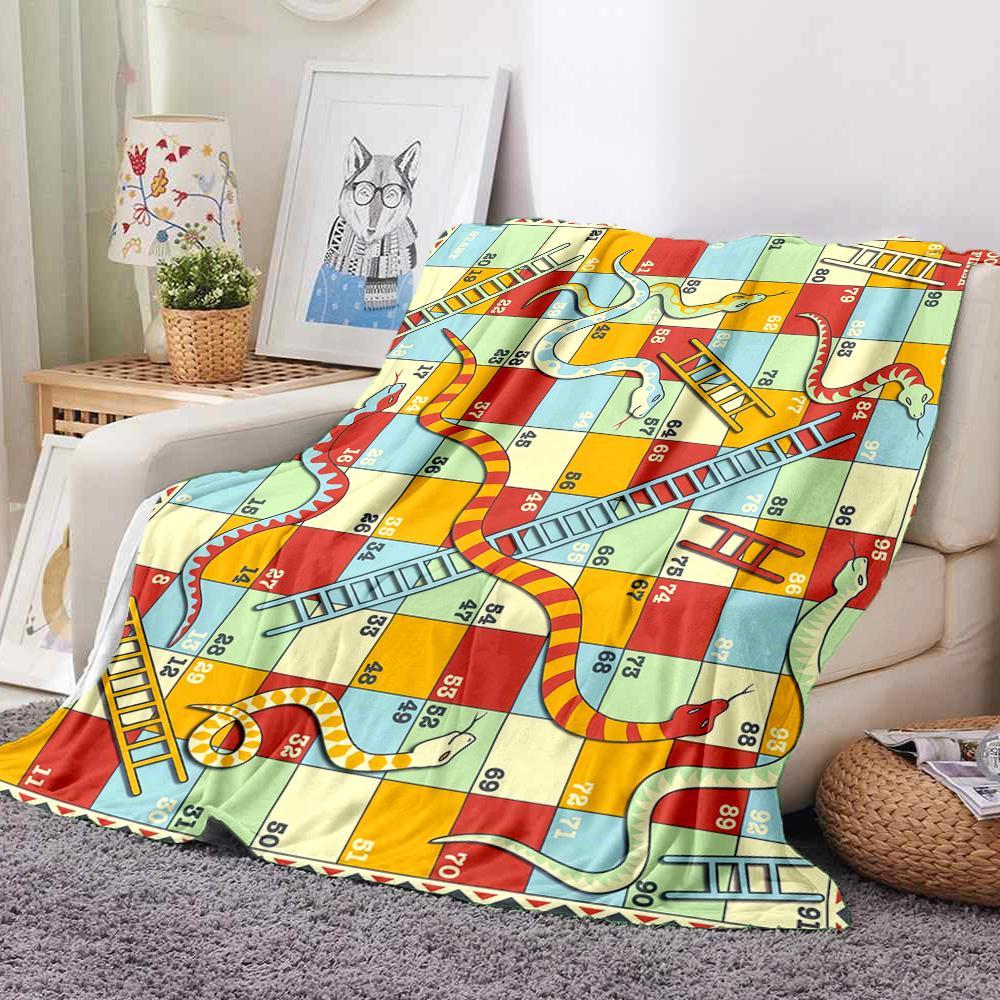 Snakes Ladders Flannel Blanket Throw Blanket Soft Warm Sofa Bed Camping home Decor Unique Christmas Gift C92646