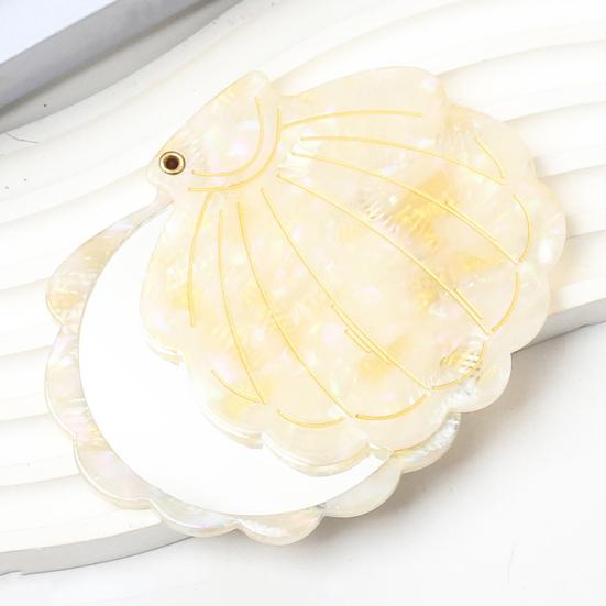 Muschelform Make-up Spiegel Tragbarer Reise Essigsäure Faltbarer Schminkspiegel Leichtgewichtiger Frauen Mädchen Handspiegel