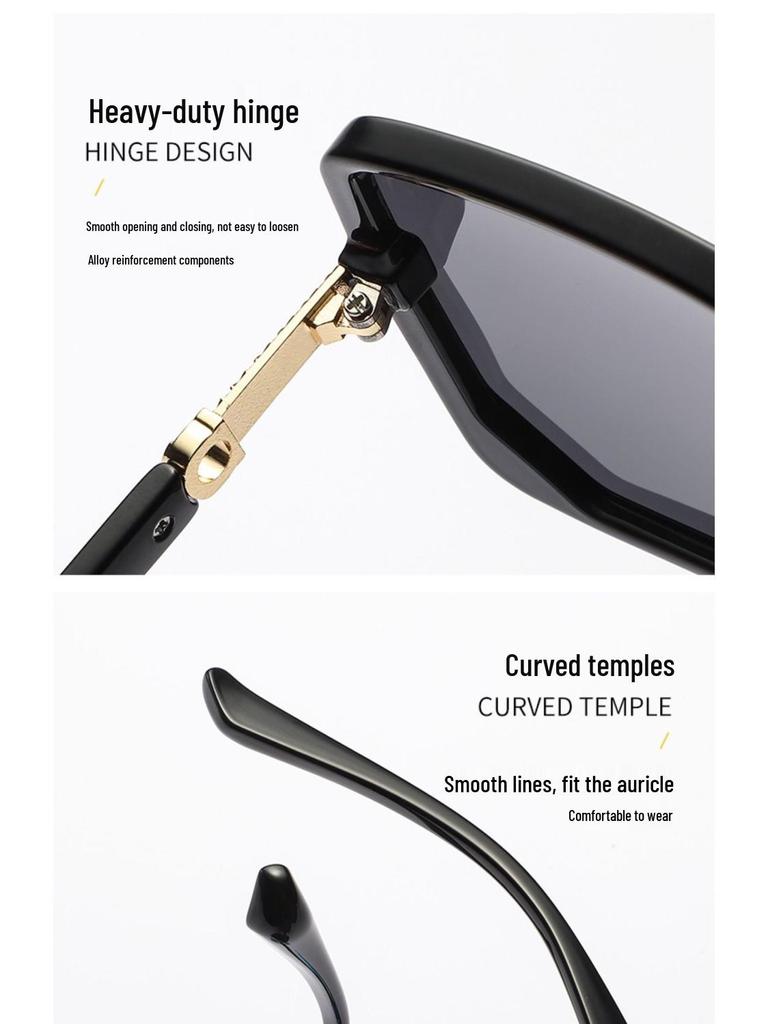 Metal Temple Polarized Large Frame Sunglasses - Women's Minimalist Versatile Sun Protection Fashion