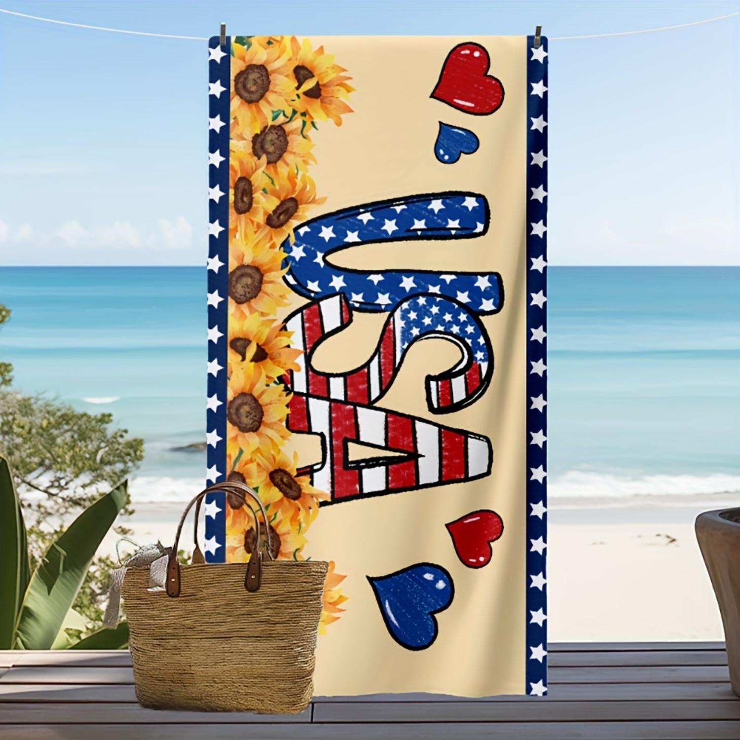 

1Pc USA Beach Towel,American Flag Distressed,4th of July Patriotic Swimming Beach Party Camping Towel W30*H60(CM)