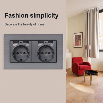 EU Power Socket with Usb Charging for home,Type-c Usb Plug 5V 2A PC Panel 86*86mm Usb Wall Socket LED ON/OFF 16A Outlet