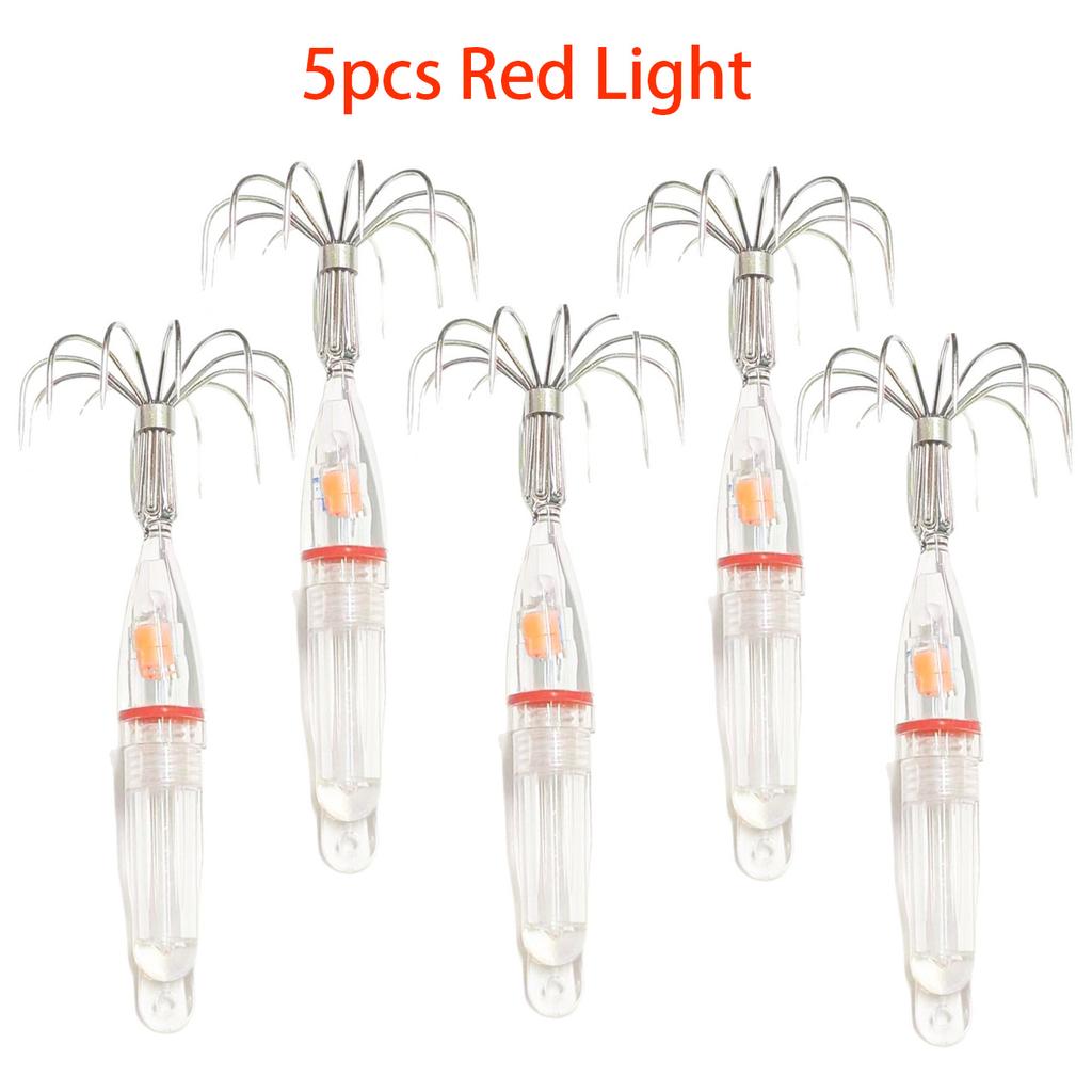 Luminous Fishing Hooks Squid Jig Hooks Waterproof LED Light To Lure Fish Multi-hooks Tackle Fishing Accessories 1/3/5pcs
