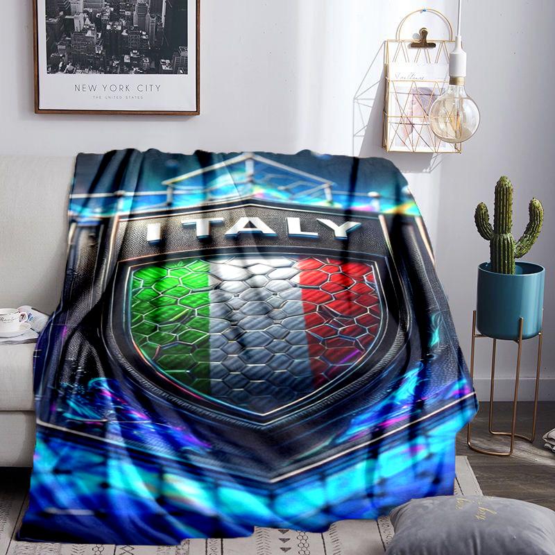 Italy Football Crest Blanket Flannel Throw for Sofa, Indoor, Camping, Living Room, Office, Chair, And Bed Soft Birthday Gift