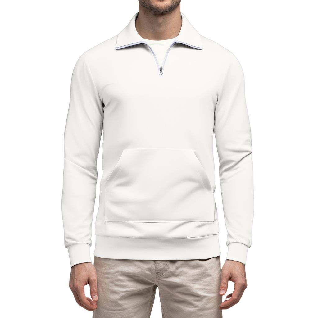 Men's Casual Long-Sleeved Collared Quarter-Zip Sweatshirt