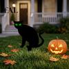 Decorative Lawn Stakes Halloween Garden Stake, Black Cat Yard Sign with Glow-in-the-dark Eyes, Waterproof Spooky Ghost Silhouette for Pathway