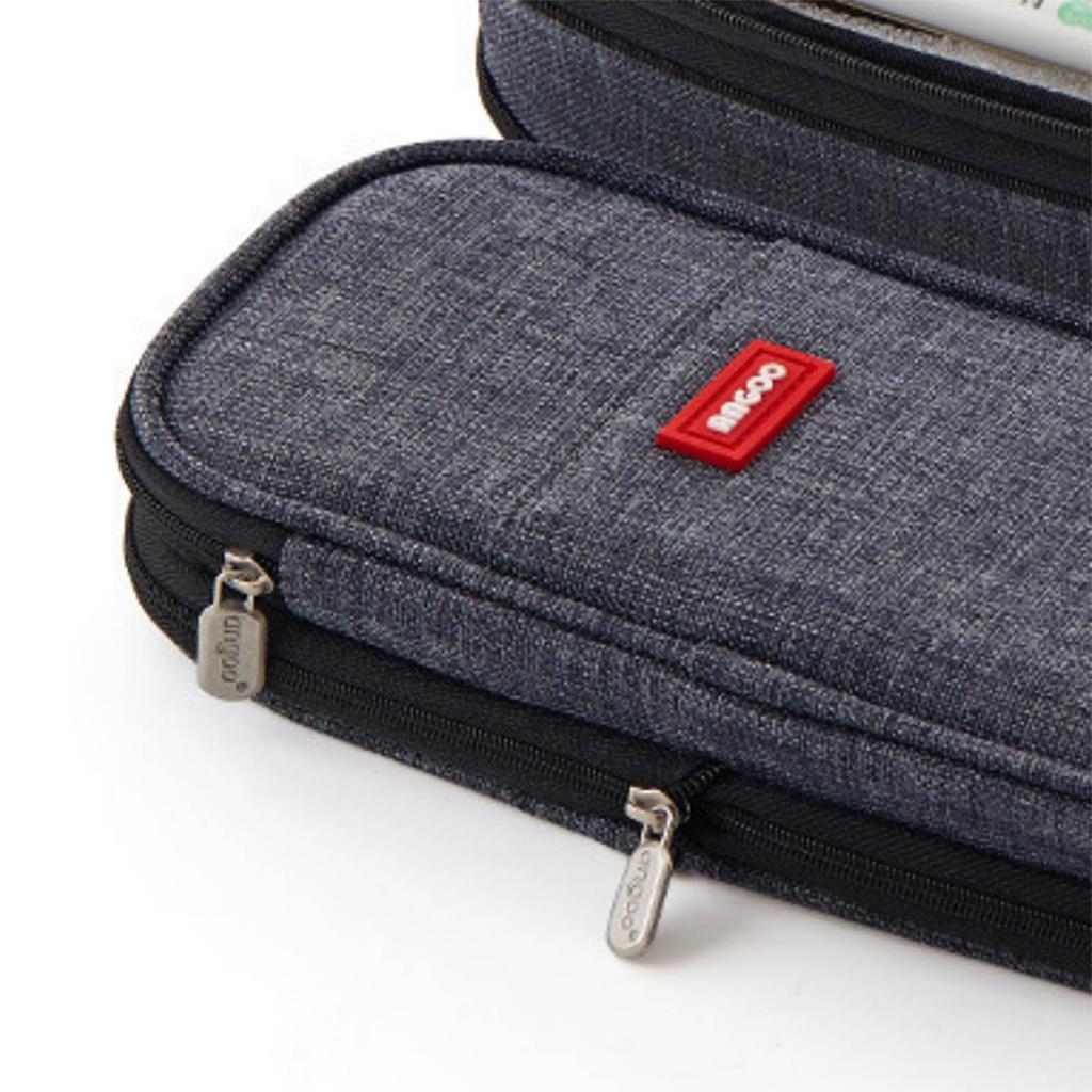 Pencil Bag Gray Large Capacity Metal Zipper Canvas Mesh Pocket Large Pencil Case for Students School Office Student