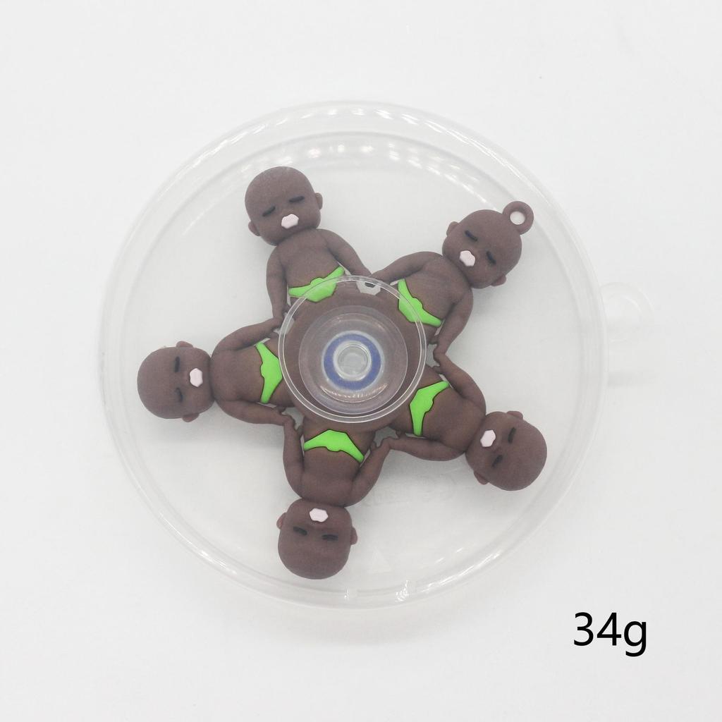 Five-Bead Fidget Spinner with Soft Rubber & Wooden Stick - Mythical Creatures Stress Relief Toy