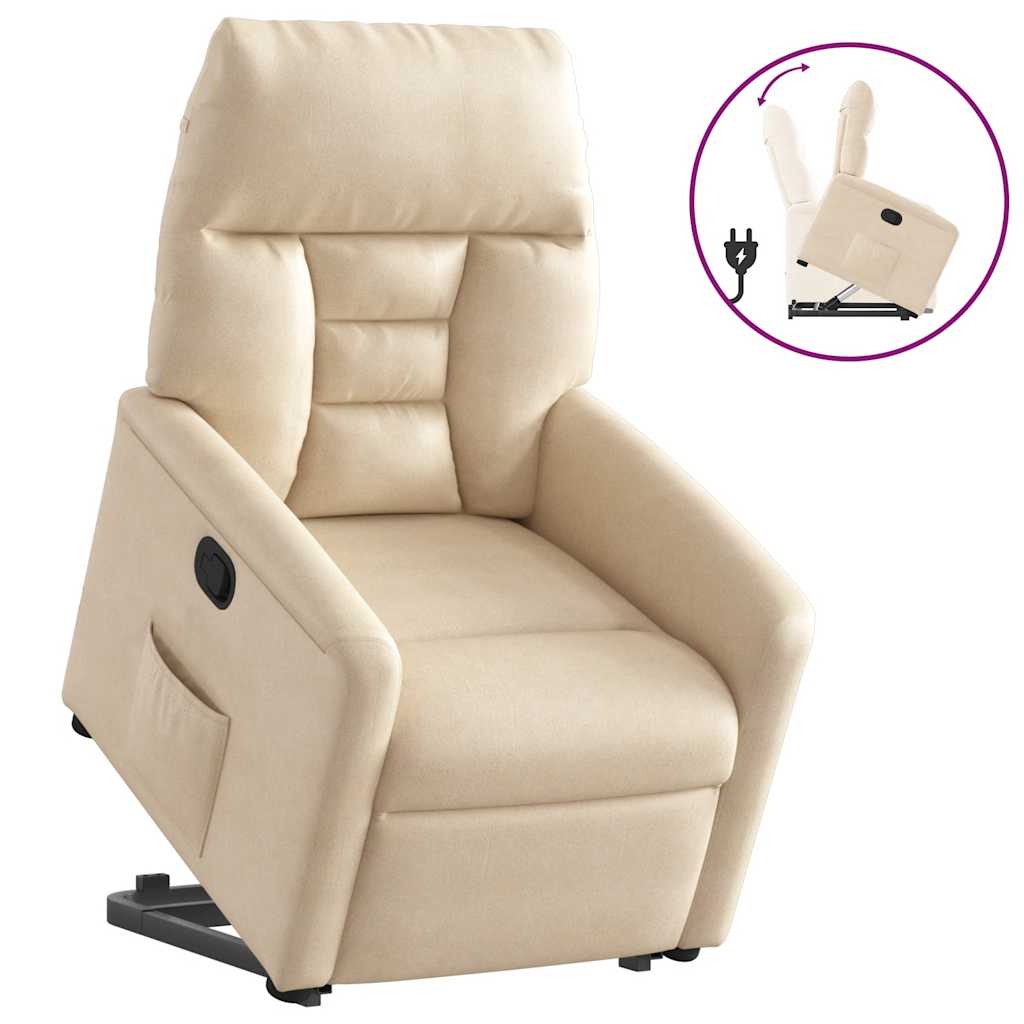 Recliner Chair with Lift Assist Beige Microfiber Fabric