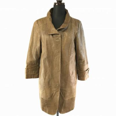 Italian Lamb Leather/Genuine Leather Coat/Outerwear/Women's M/Brown/Hidden Snap Buttons/Dot Lining(USED)