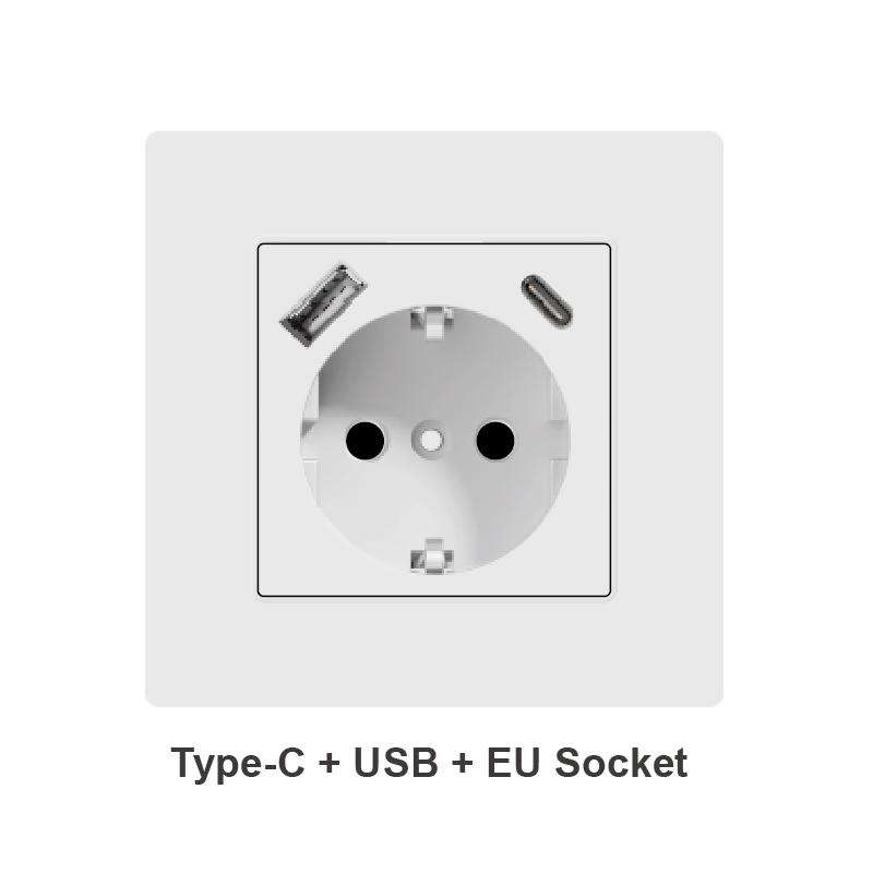 EU-Standard Weißer Kunststoff Panel Strom 250V 16A Retro-Stil Langlebig Haus Elektrisch Doppel Französisch 2P+T Stecker Steckdosen 82mm*145mm Schalter Hersteller