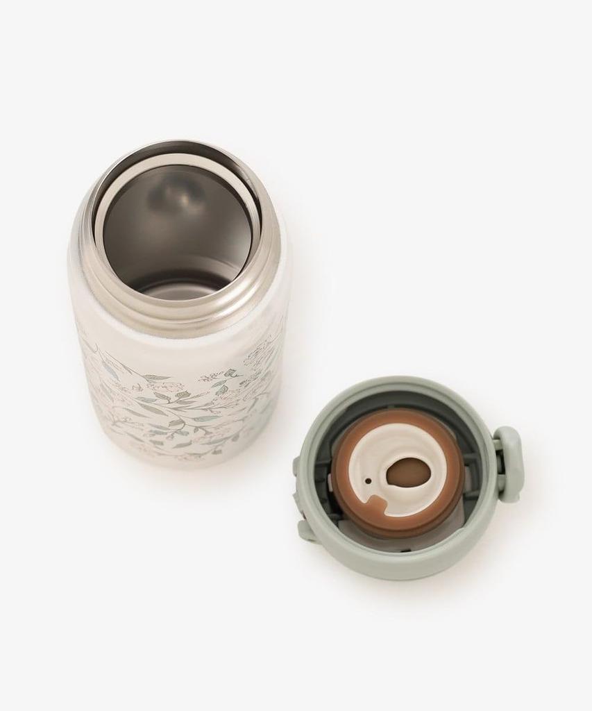 Afternoon Tea Living HS99 Flower Art Thermos Green One-Touch Bottle, 350ml,