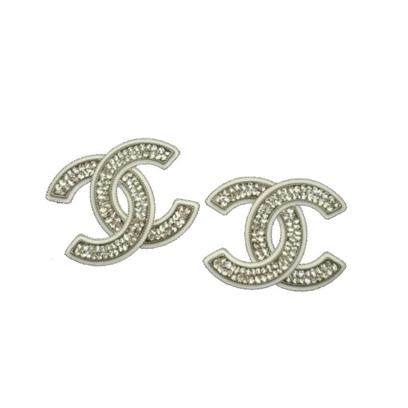 Chanel 25C Early Spring Double C Crystal Design Metal Earrings Women Earrings Silver ABE868B19263NADDV