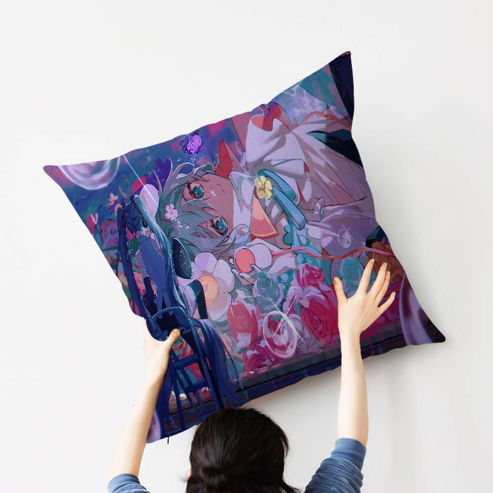 Anime H-Hatsunes M-Miku Stitch Lucky Dragon Pillow Cover Sofa Cushion Cover Home Room Decoration Children Gift
