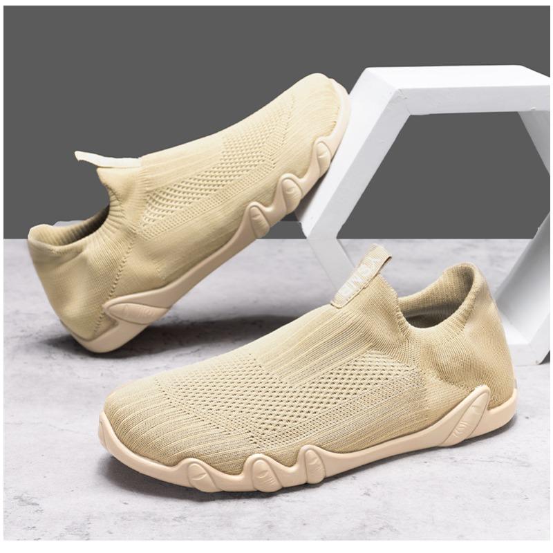 New Spring Men's Breathable Flyknit Mesh Casual Shoes, Trendy Slip-On Student Sneakers