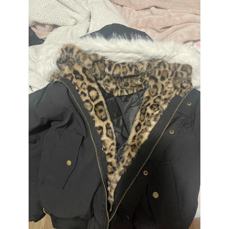 Amerikanische Harajuku Retro Jacke Herren Damen Einfache Plüsch Leopardendruck Jacke Locker Motorrad Hip Hop Jacke