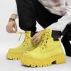 Yellow Designer Ankle Boots Men Autumn Outdoor Suede Boots Fashion High Top Platform Men Shoes Outdoor Tooling Motorcycle Boot
