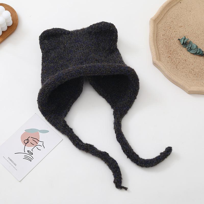 Fashion Ear Ear Protector Knitted Hat Women's Autumn and Winter Mohair Warm Ski Hat Student Hat