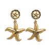 Medieval Style Geometric Round Starfish Earrings High-end Earrings