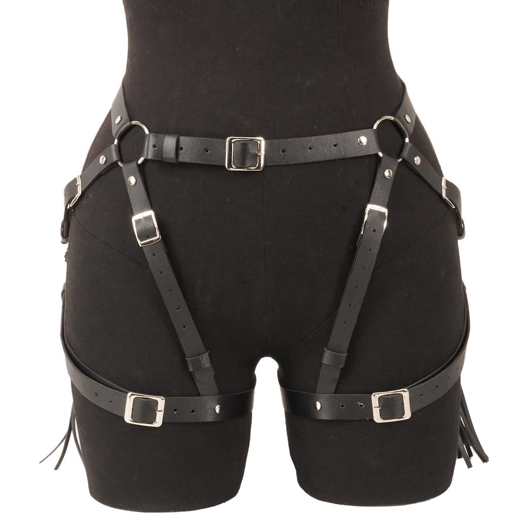 Women Sexy Belt Gothic Leg Harness Pu Leather Studded Decor Harness Adjustable Fetish Clothing lingerie Clothing Accessories
