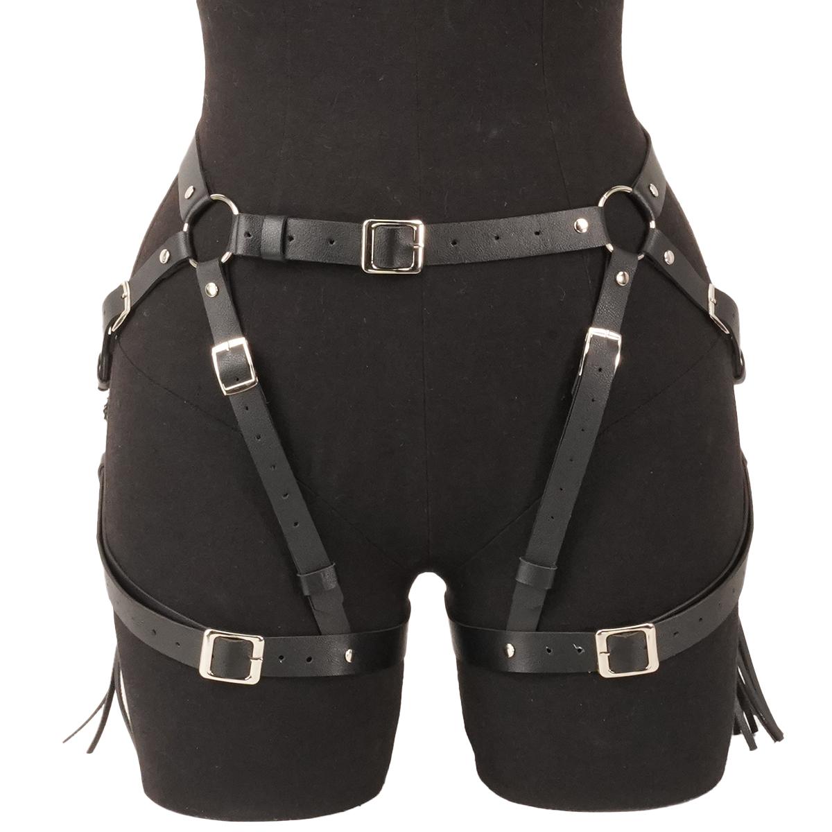 Women Sexy Belt Gothic Leg Harness Pu Leather Stud-shapedded Decor Harness Adjustable Fetish Clothing lingerie Clothing Accessories