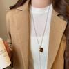 Tiger Eye Heart Pendant Long Necklace - Elegant Autumn/Winter Fashion Sweater Chain for Women