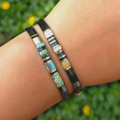 Ensemble de Bracelets Élégants en Perles de Verre Tila - Bijoux Tendance Deux Pièces Tout-Allant