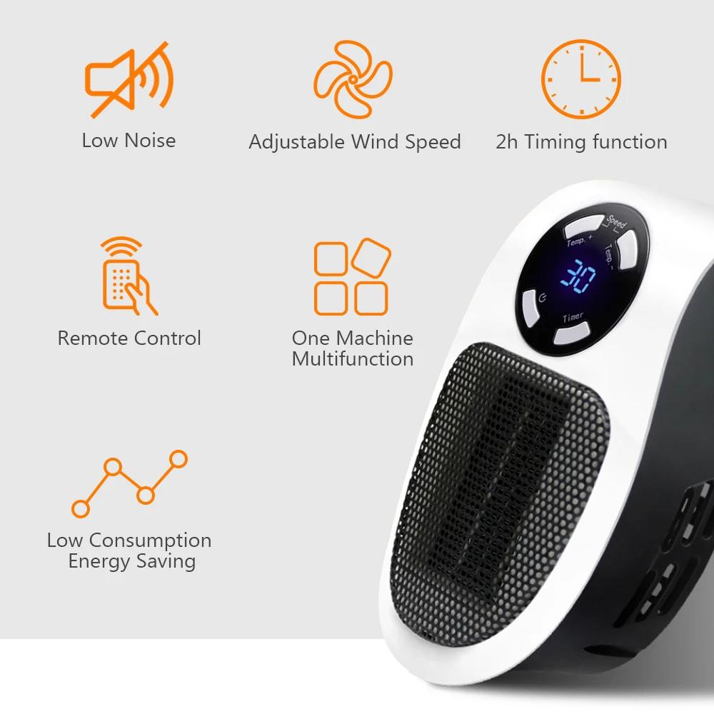 500W Portable Heater Electric Heater Plug In Wall Room Heater Home Appliance Heating Stove Mini Radiator Remote Warmer Machine