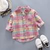 Chemise à carreaux à manches longues boutonnée pour enfants, garçons et filles, printemps, automne