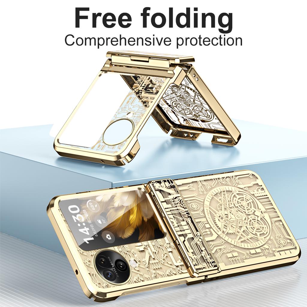 Mechanical Legend Series for Oppo Find N3 Flip 5G Case Hinge Protection PC Electroplating Cover
