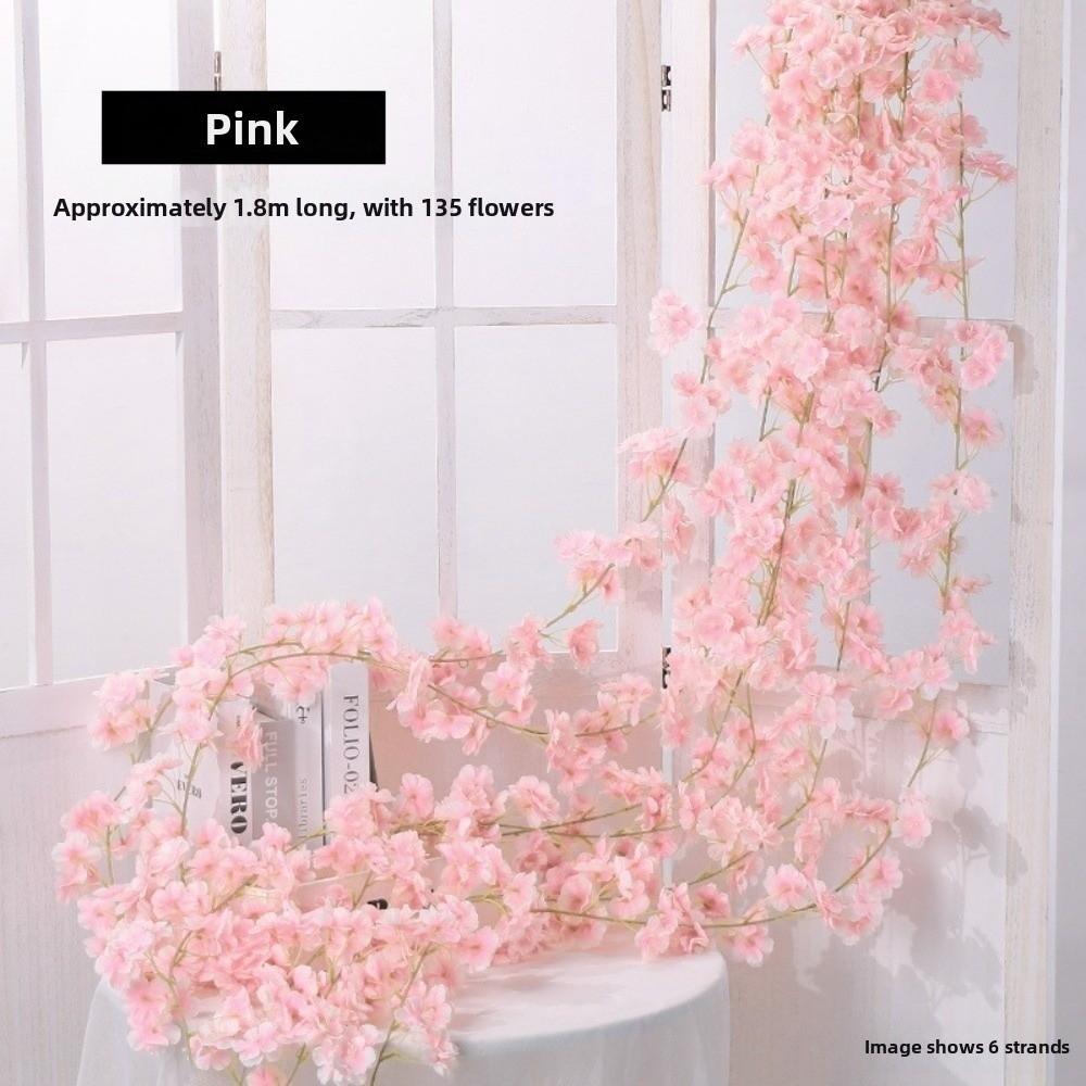 6pcs Silk Flowers Sakura Rattan 180cm Wedding Decoration Pink Cherry Blossoms Vines  Event Styling розовый