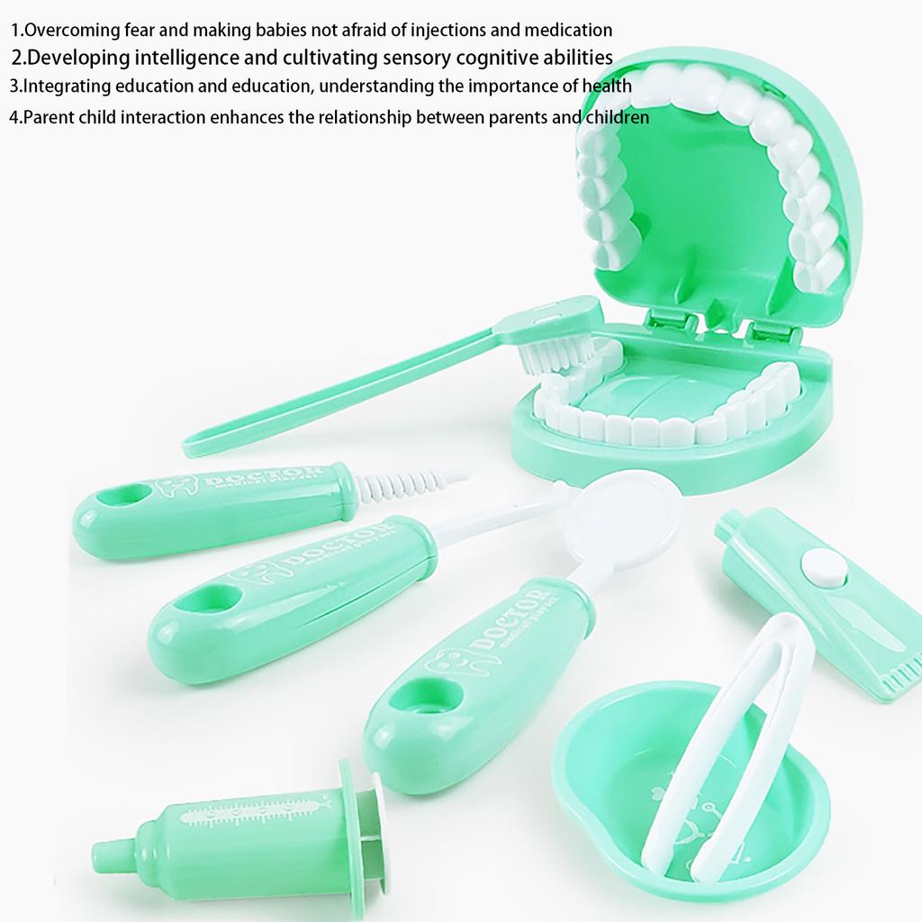 Simulated dentist set, playing house doctor toy, early education toy, simulated oral brushing and filling toy, 9-piece set