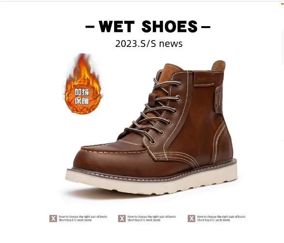 Pánské boty Americké retro boty na nářadí Ležérní Crazy Horse Kožené vintage pánské šněrovací kotníkové boty Hombre Zapatillas Hombe