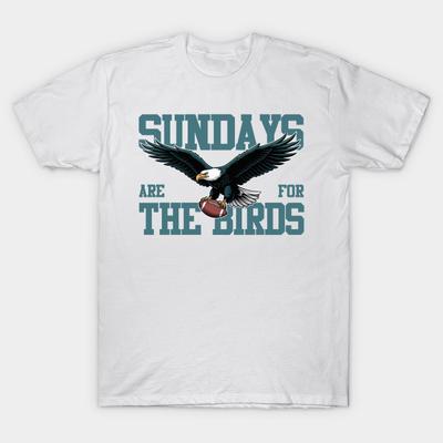 Asian Size Men Black Print T-shirt Philadelphia Eagles Shirts Sunday For The Birds M5133 No-Cut Heat Transfer Print Cotton Tshirt