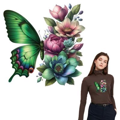 Green Butterfly Iron On Patch Heat Transfer Vinyl Sticker Thermal Transfer DIY HTV Decal for Fabric Bags Hats Crafts