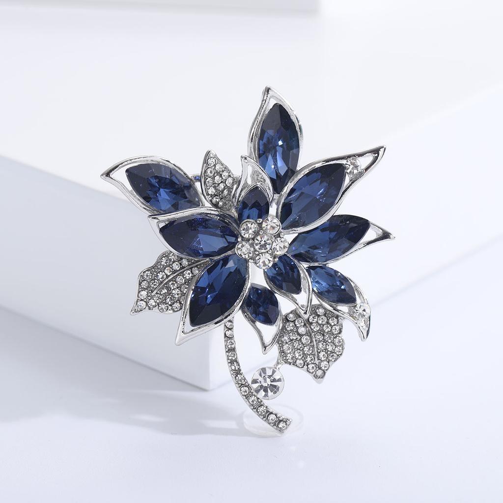 Luxury Rhinestone Crystal Flower Brooches for Women Pearl Plant Pins Necklace Event Party Gifts Decoration Clothes Accessories