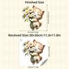 Cute Cartoon Fresh Cat Holding Flowers Window Stickers, Self-Adhesive Double-Sided Visible Decor for Bedroom Dorm Room Study Room Decoration