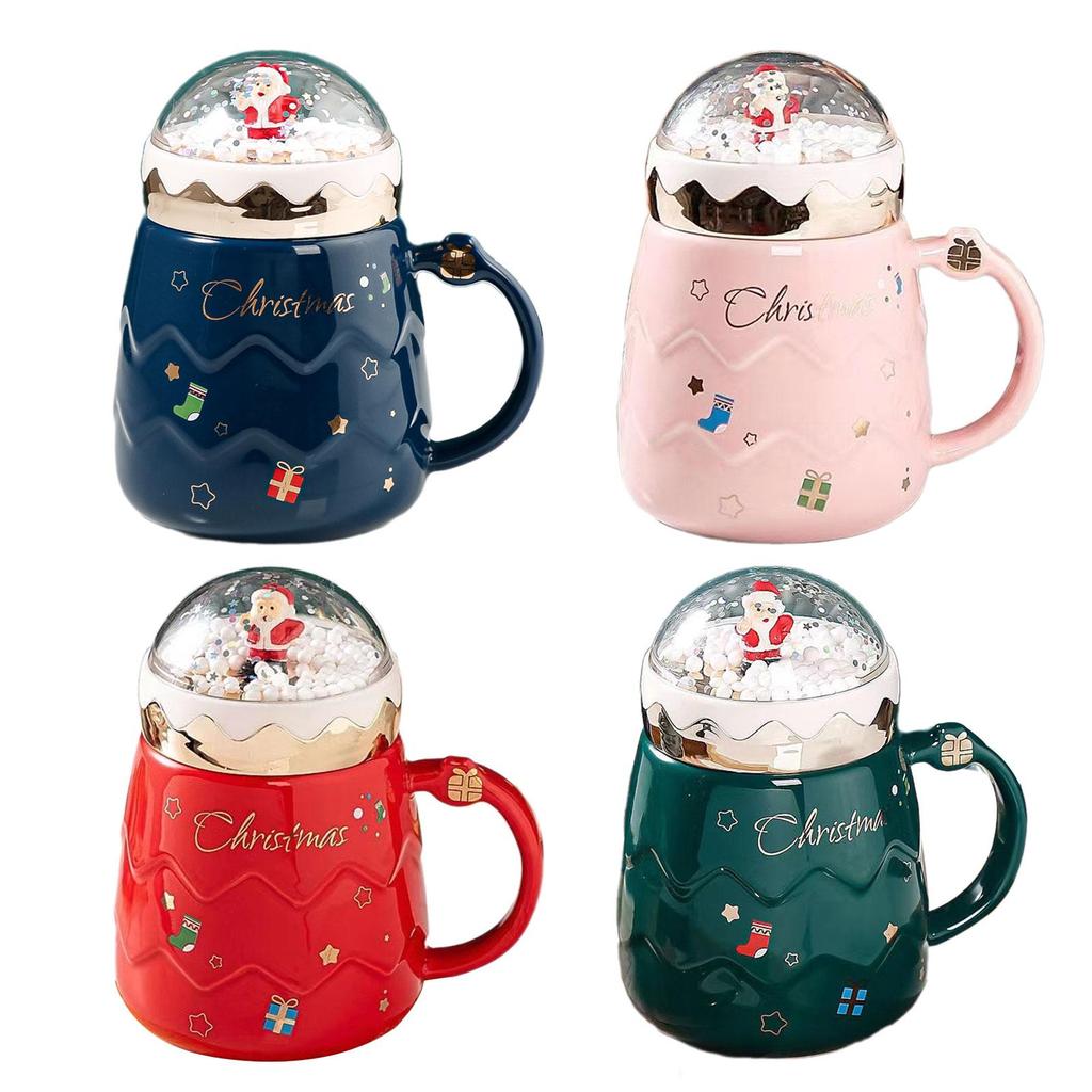 Christmas Ceramic Mug Novelty Mug with Lid Decorative Drinkware Christmas Coffee Mug Xmas Mug for Kids Adults Boys Girls