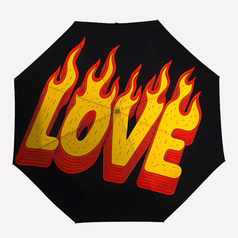 

1pc Flame Love Automatic Folding Umbrella - Portable Collapsible 8-Rib Umbrella for All Seasons yy251119167