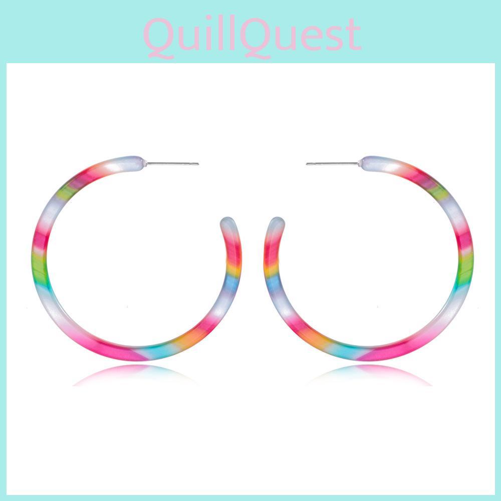 Trendy American European Style Rainbow Cshape Acrylic Earrings Women For