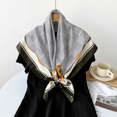Scarf Houndstooth Design Korean Style Lightweight Square Scarf Thin Soft Breathable Shawl Scarf