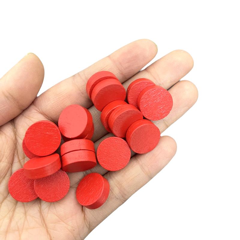50 Stück 15 mm 5 mm Dicke 12 Farben Holzspielmarken Kreis Scheibe Plättchen Chips Puzzleteile Schachfiguren Für Brettspielzubehör