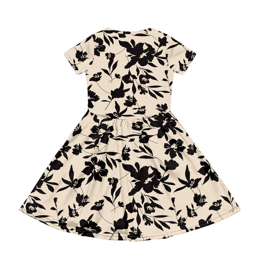 Girl Summer Dress Color & Print Short Sleeve Dress With Pocket Casual Dress Shorts Sleeve Party Dress Easter Day